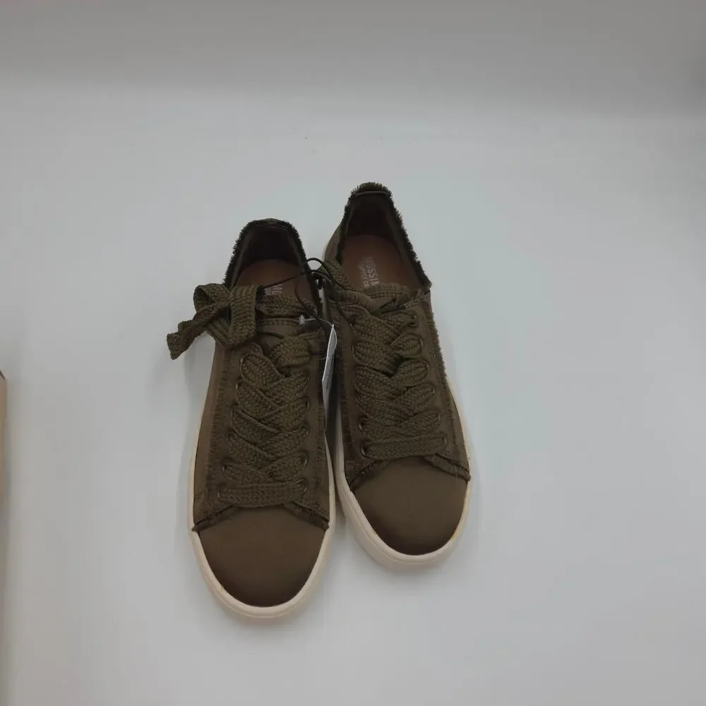 Mossimo Olive Green Frayed Canvas Platform Sneakers Size 5.5